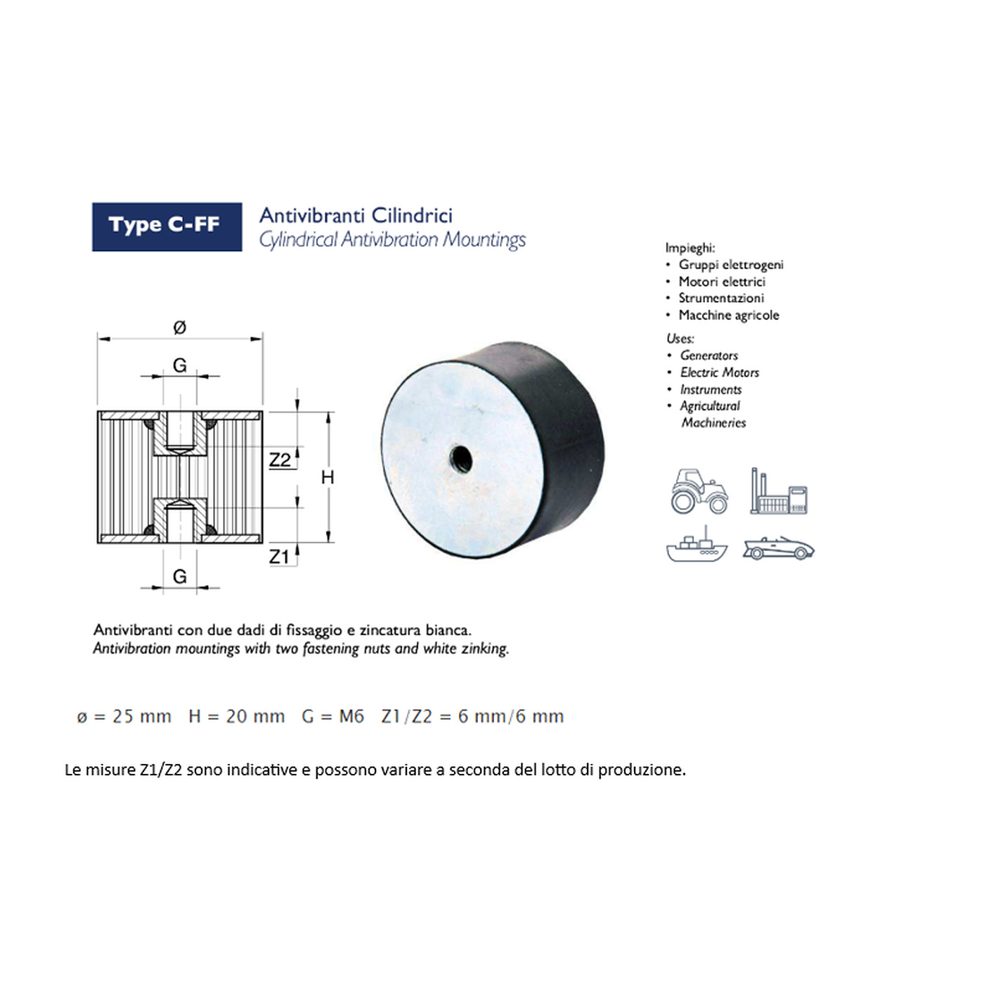 ANTI-VIBRATION MOUNT FF (FEMALE/FEMALE)