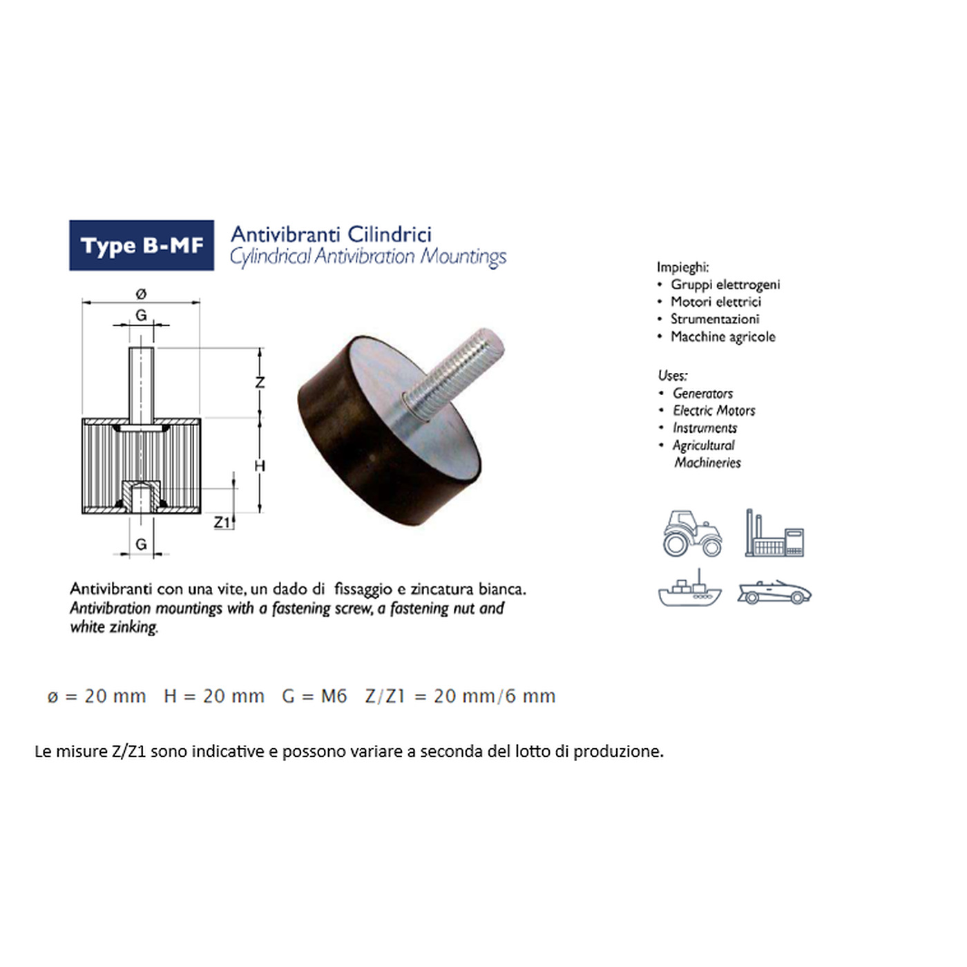 ANTI-VIBRATION MOUNT MF (MALE/FEMALE)