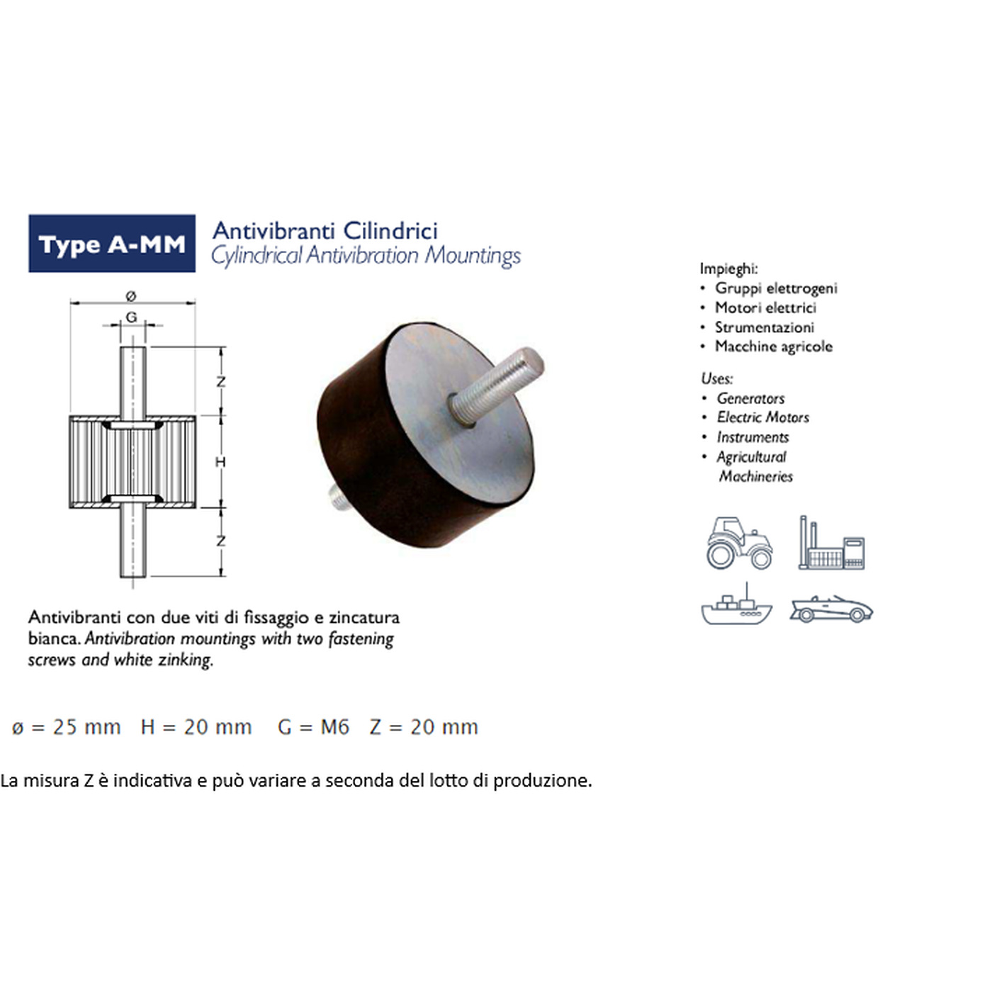ANTI-VIBRATION MOUNT MM (MALE/MALE)