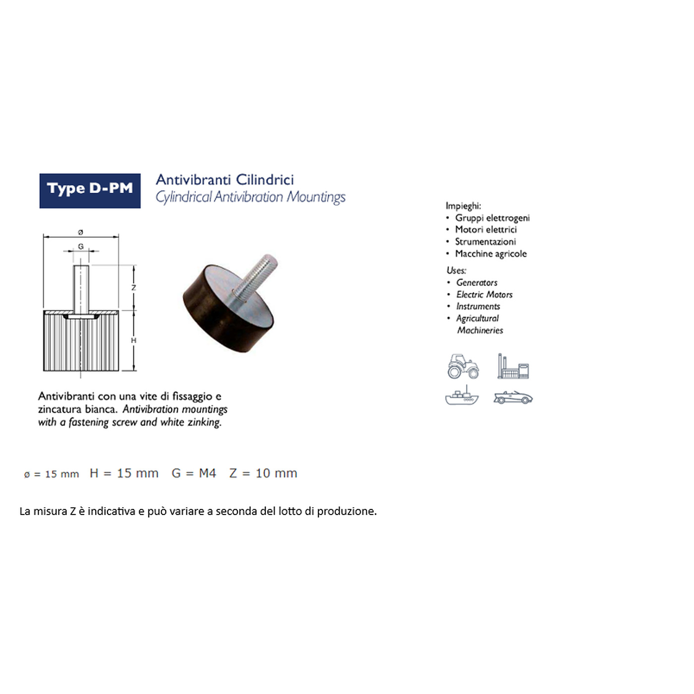 ANTIVIBRANTE PM (PIEDINO/MASCHIO)