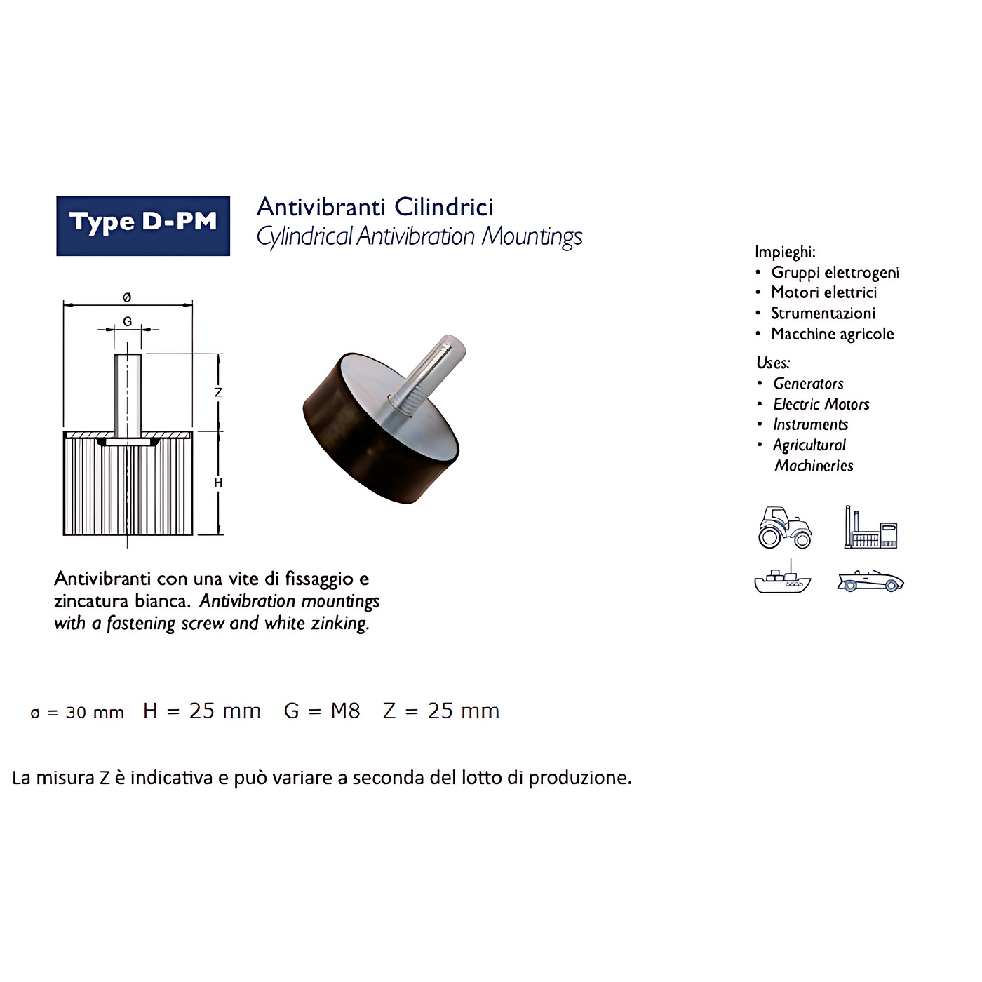 ANTIVIBRANTE PM (PIEDINO/MASCHIO)
