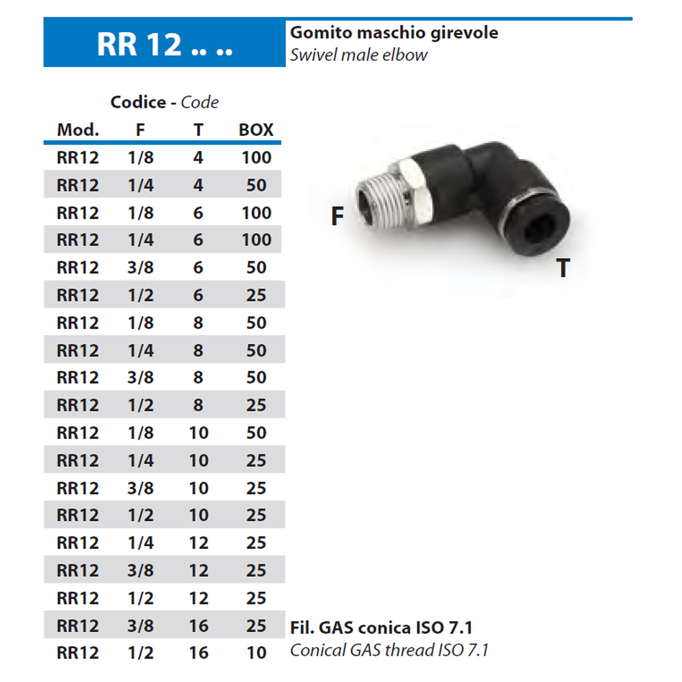 RACCORDO GAS AD INNESTO RAPIDO CURVO MASCHIO GIREVOLE