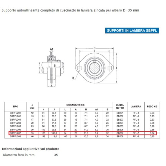 PALIER SBPFL 207