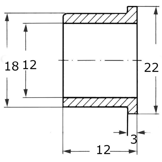 BRONZEBUCHSE MIT BUND 12x18x22x3x12
