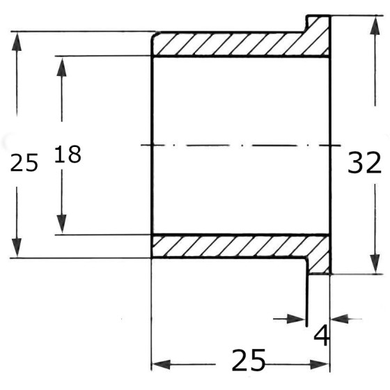 FLANGED BRONZE BUSHING 18x25x32x4x25