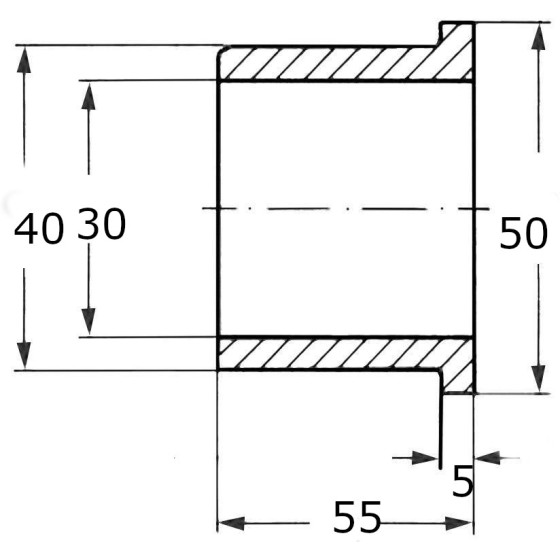 FLANGED BRONZE BUSHING 30x40x50x5x55